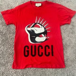 Red Gucci Manifesto Mask T Shirt Size XS